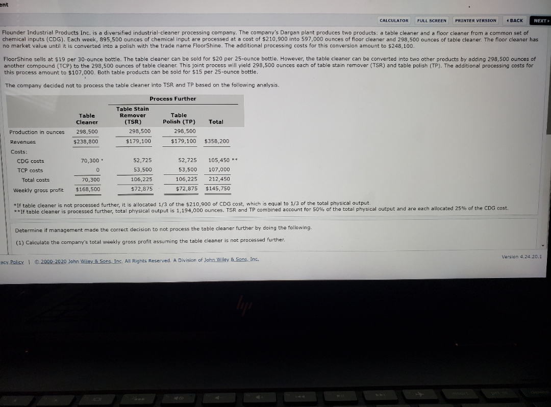 3 part question. (1) (2) (3) CALCULATOR FULL SCREEN PRINTER VERSION 1