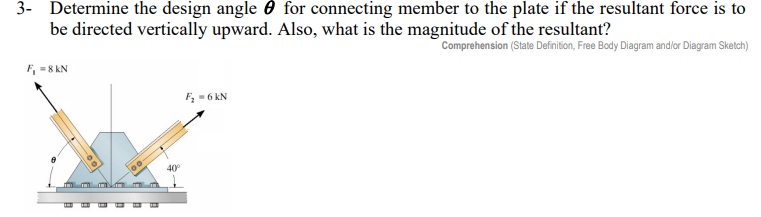  3- Determine the design angle @ for connecting member to the