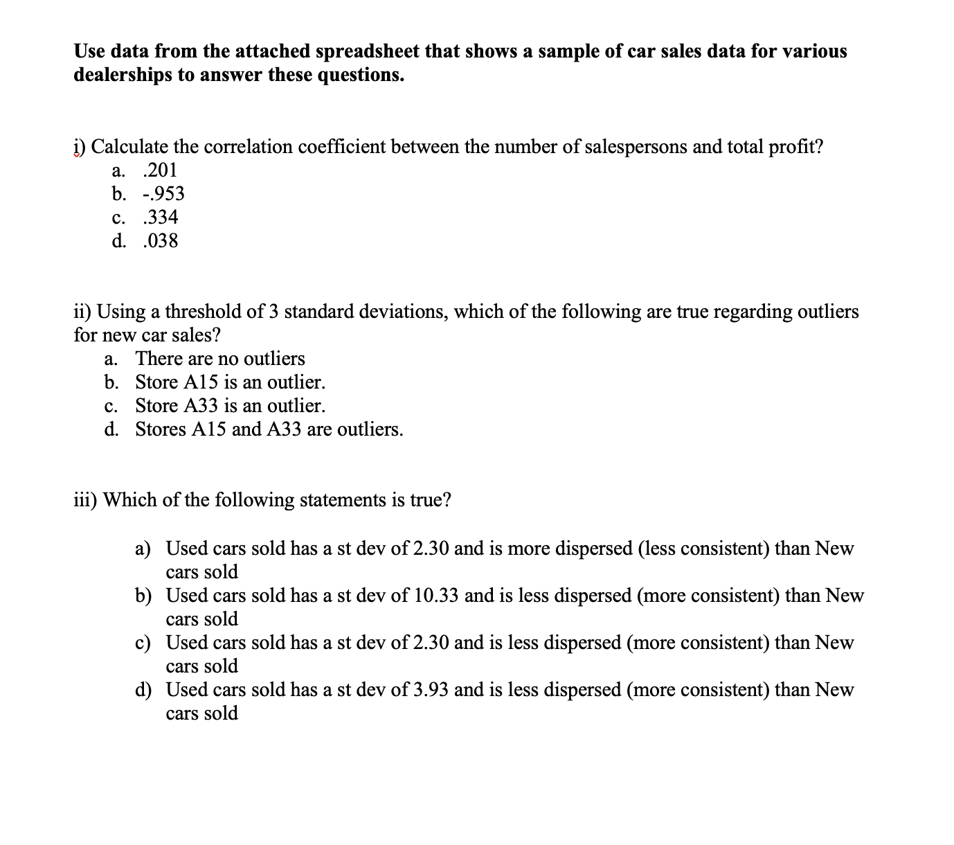 Profit Profit Sales New Car BBB Dealership sold each sold each from