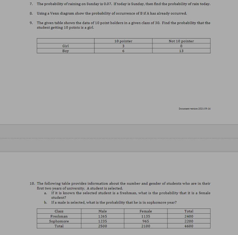 Please help with homework in probability. Please give some explanation if possible.