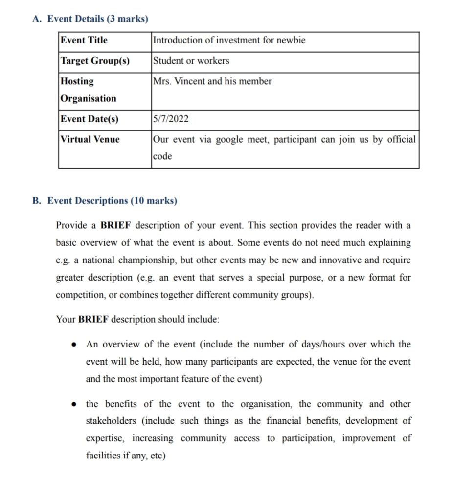 pls help me to ans part B.(Event Descriptions) A. Event Details (3
