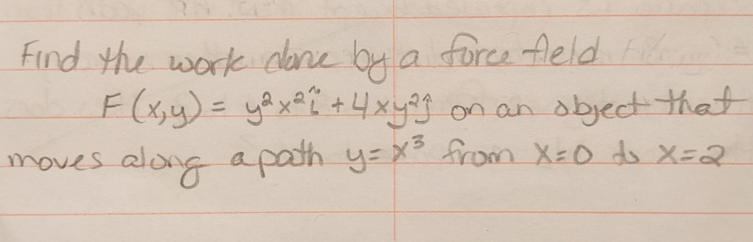 Find the work done by a force field fix F (