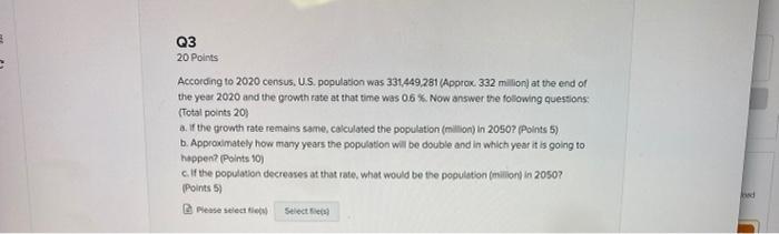 please solve on page clear hand writing Q3 20 Points According to