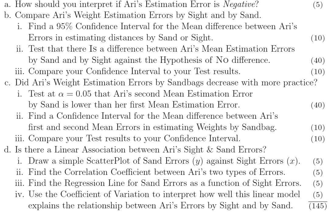  a. How should you interpret if Ari's Estimation Error is Negative?