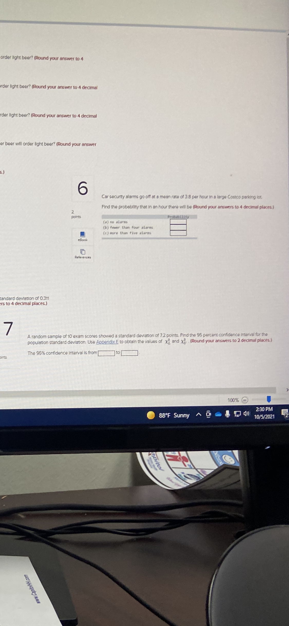 order light beer? (Round your answer to 4 order light beer?