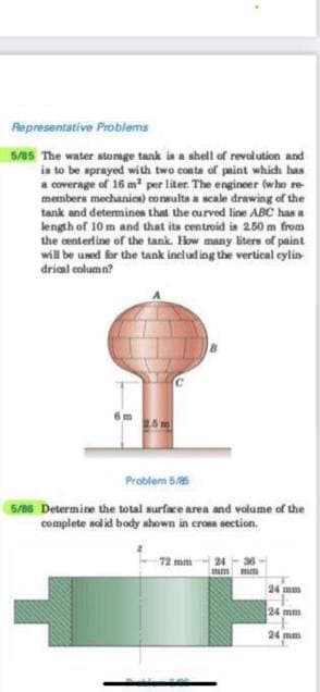  Representative Problems 5/95 The water storage tank is a shell of