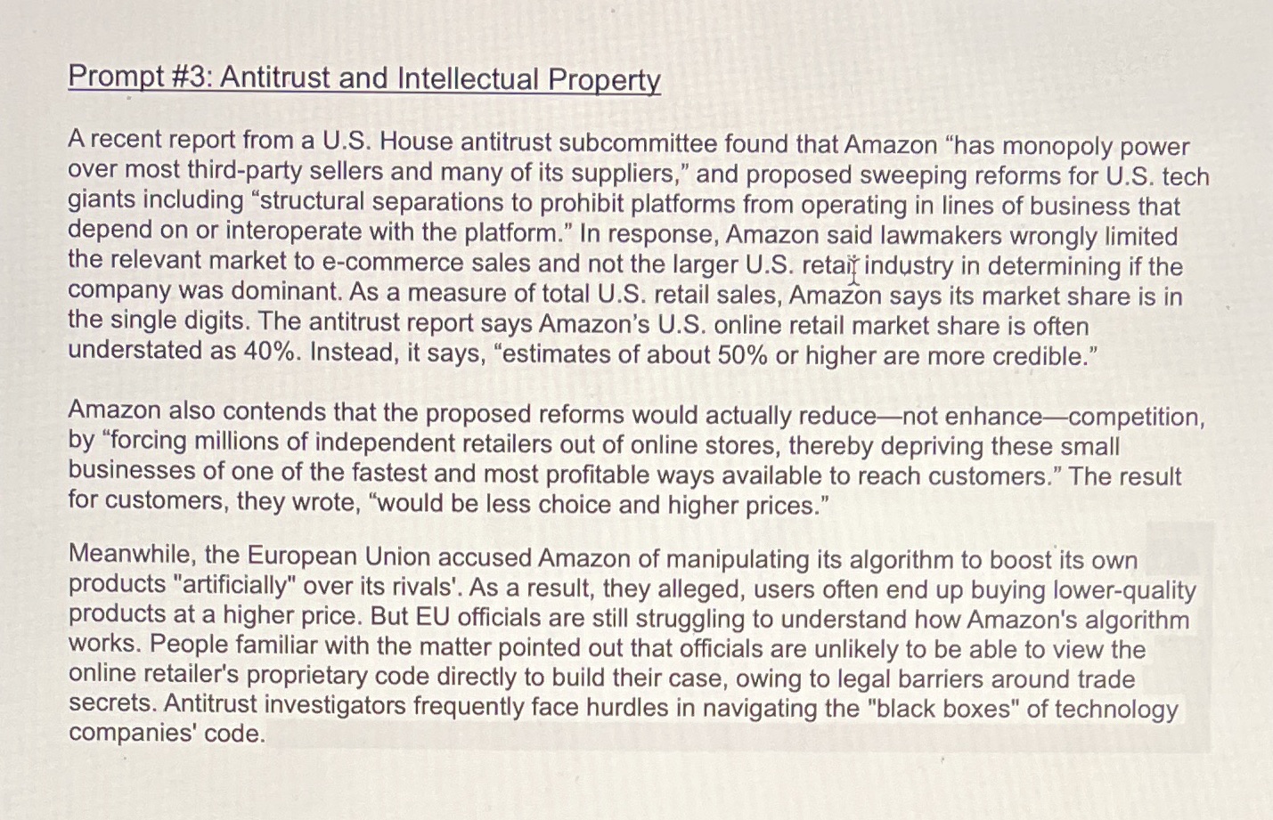 What is wrong with this legally? What are the important details? Prompt