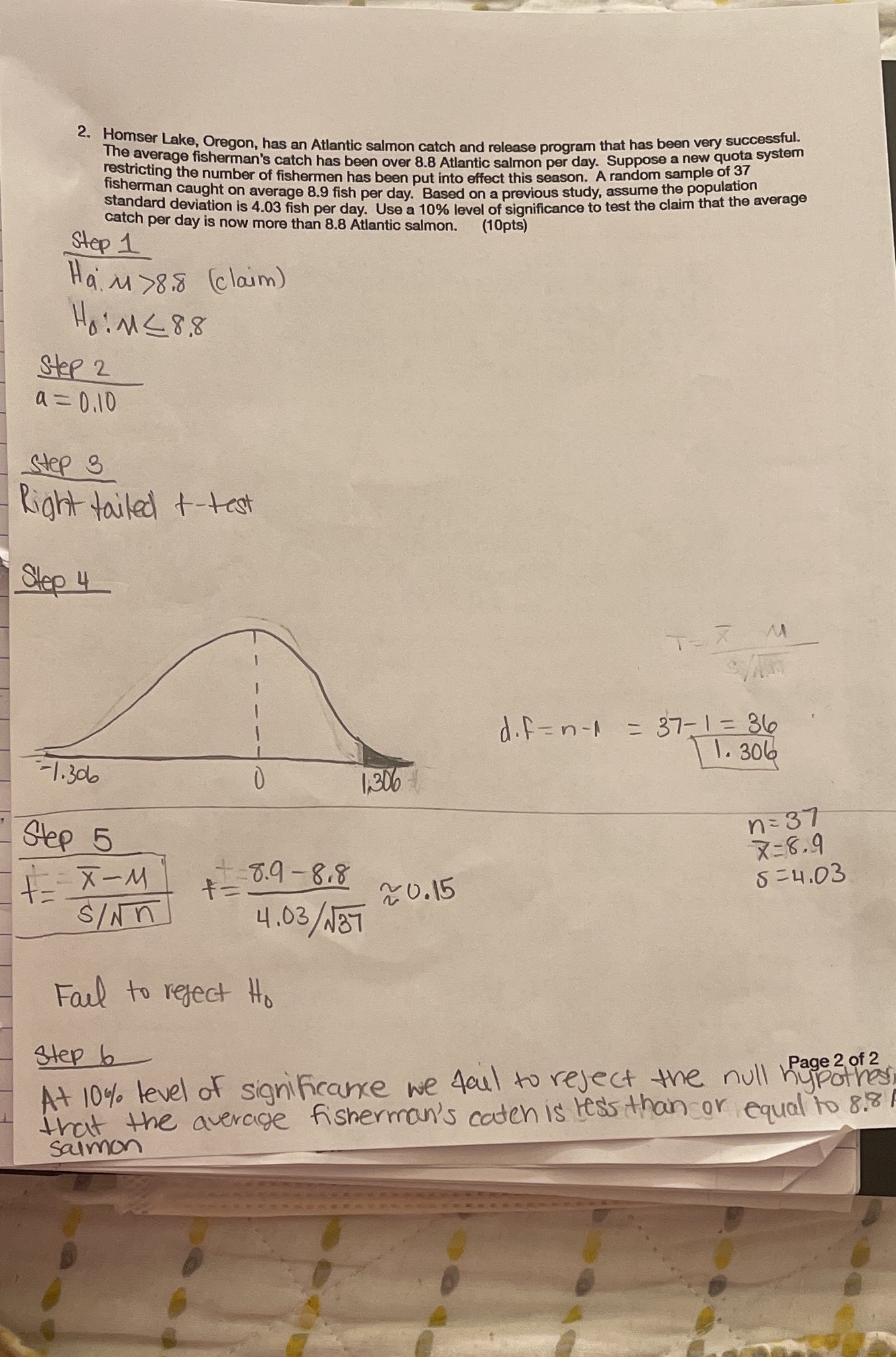 Help. I think I've got this wrong 2. Homser Lake, Oregon, has