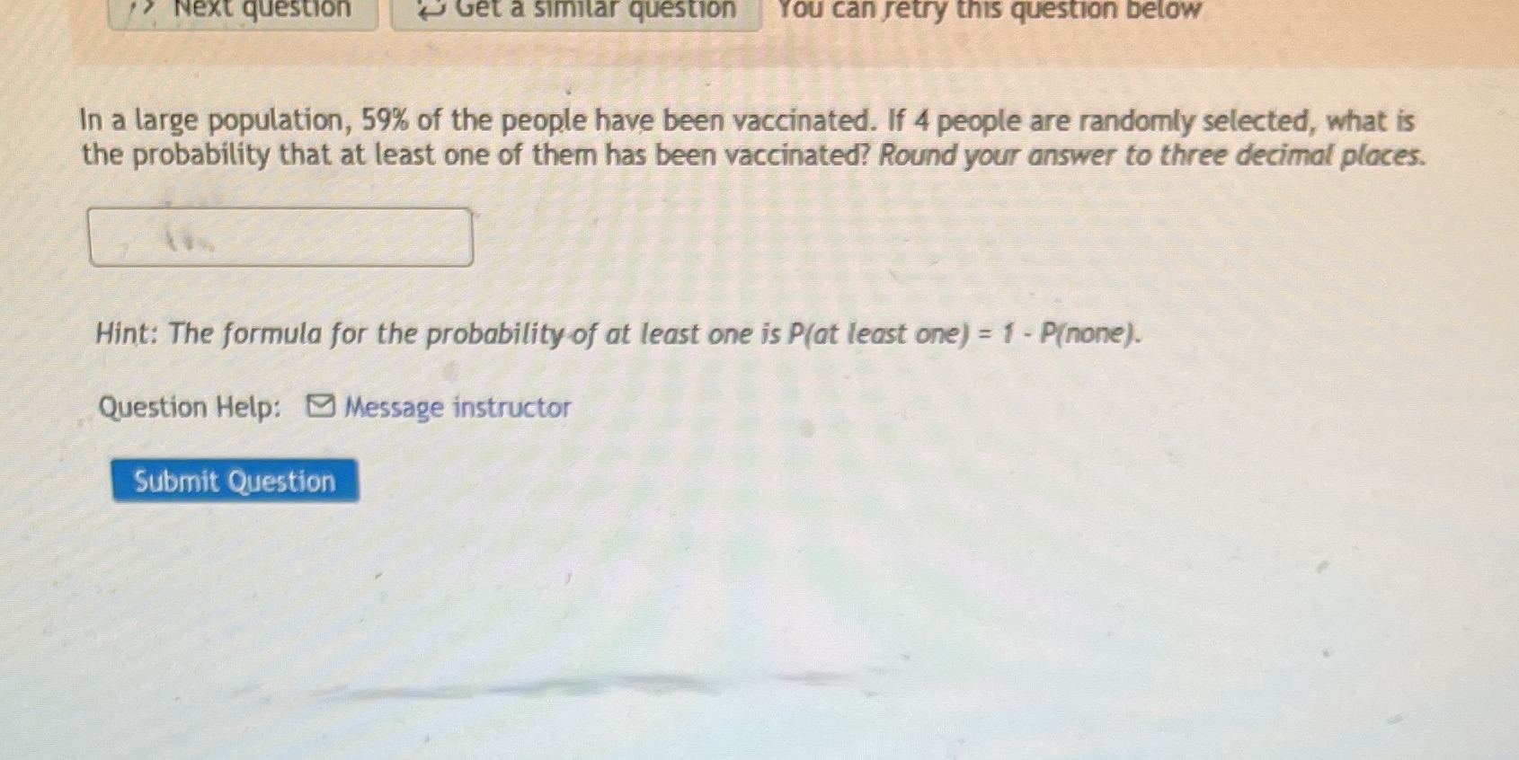 Help with this problem Next question Get a similar question You can