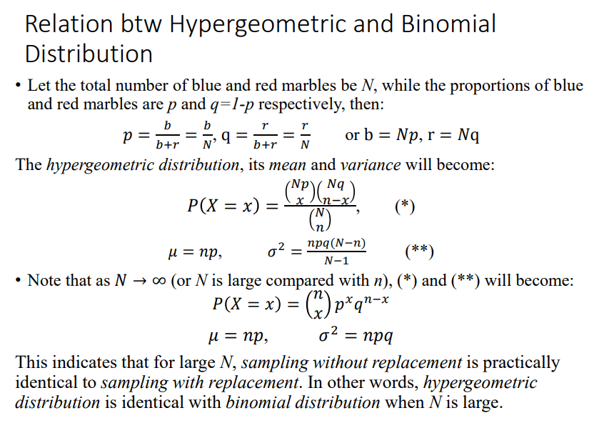 n-x P( X = x) N nn P(X = X n-xRelation btw