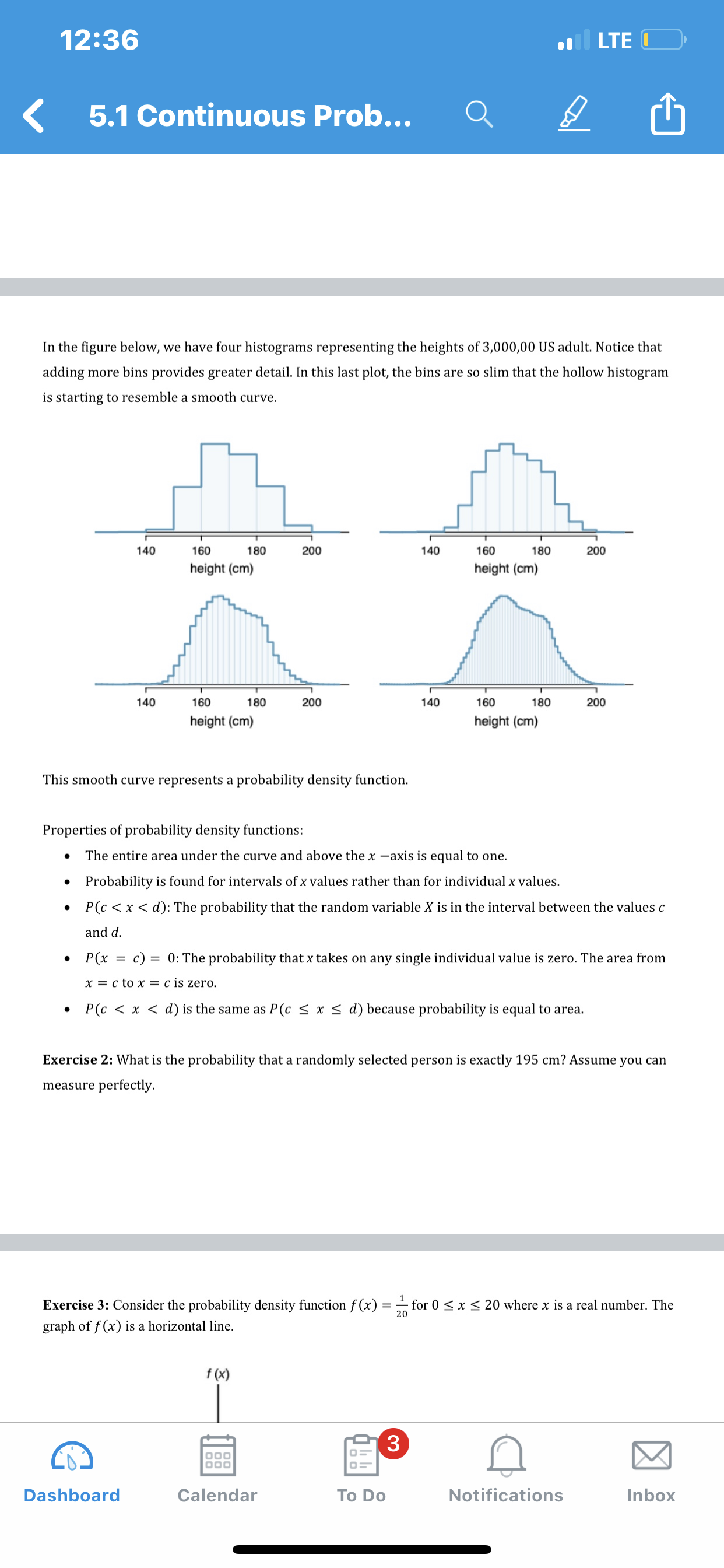 answer exercise 2 please 12:36 . LTE 5.1 Continuous Prob... O In