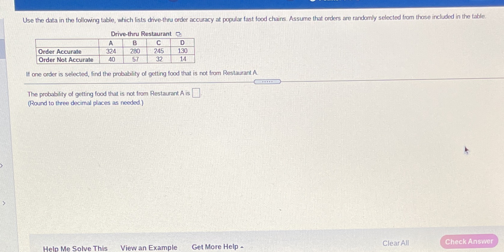 #27 Use the data in the following table, which lists drive-thru order