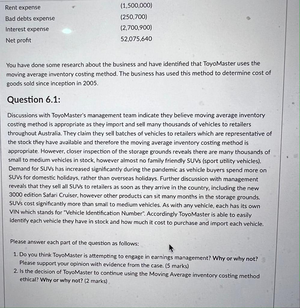 minutes, 26 marks) Read the following information to answer questions 6.1 -