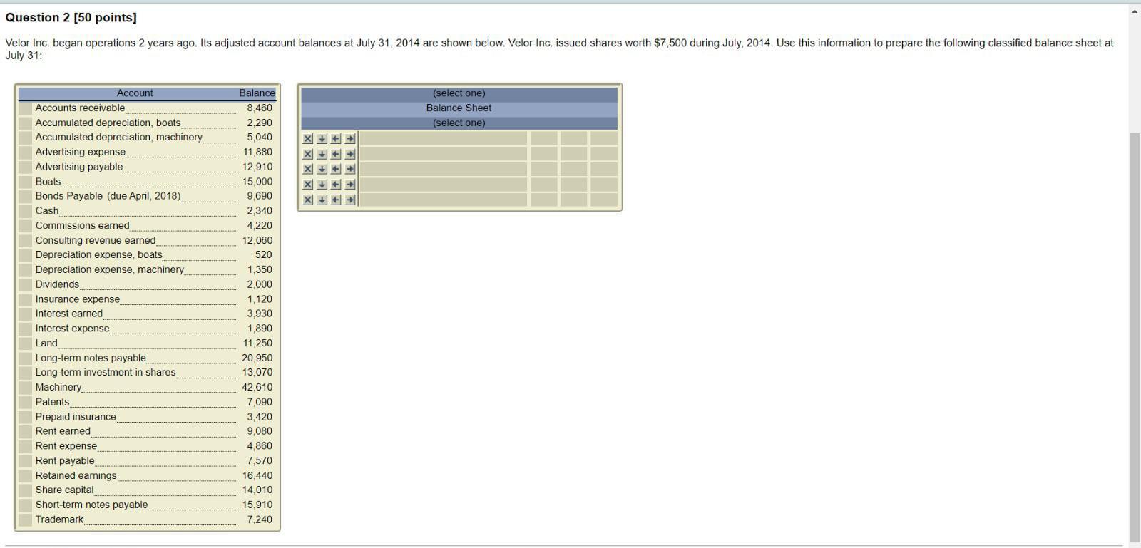  Question 2 [50 points] Velor Inc. began operations 2 years ago.