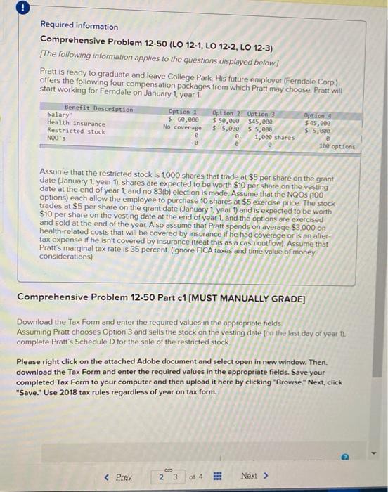  Required information Comprehensive Problem 12-50 (LO 12-1, LO 12-2, LO 12-3)