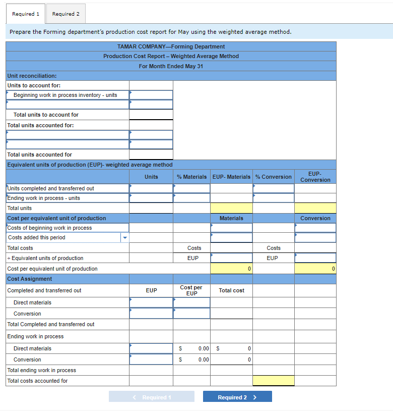 [The following information applies to the questions displayed below.) Tamar Company manufactures