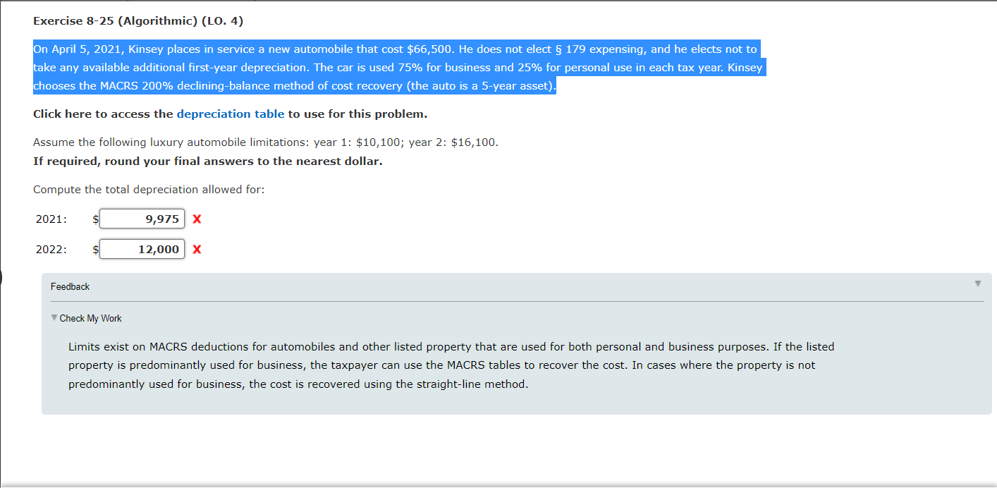  Exercise 8-25 (Algorithmic) (LO. 4) On April 5, 2021, Kinsey places
