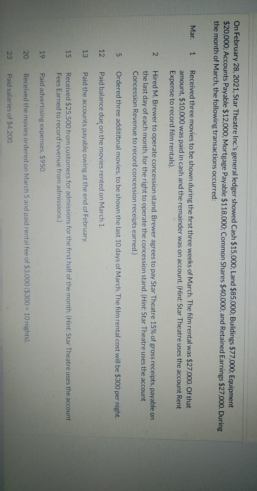 please can u answer this immediately On February 28, 2021, Star