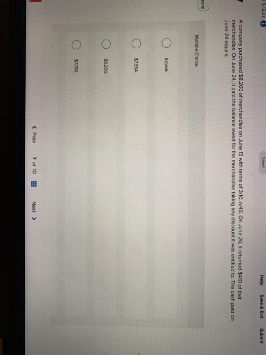 5 Quiz Seved Help Save & Exit Submit A company purchased