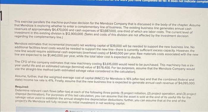  36 Tar. It does not indicate complet This exercise parallels the