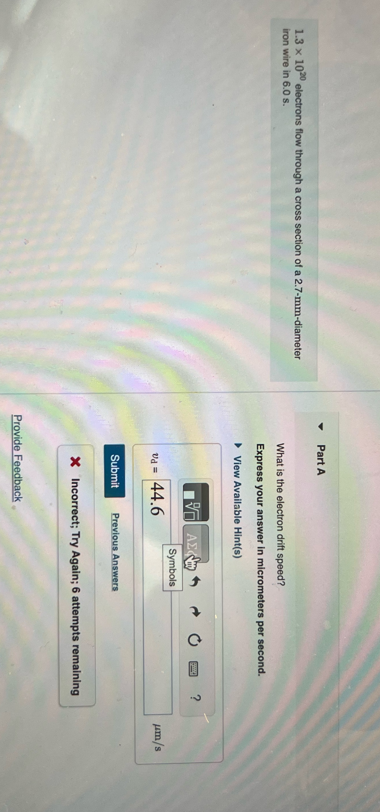  Part A 1.3 x 1020 electrons flow through a cross section