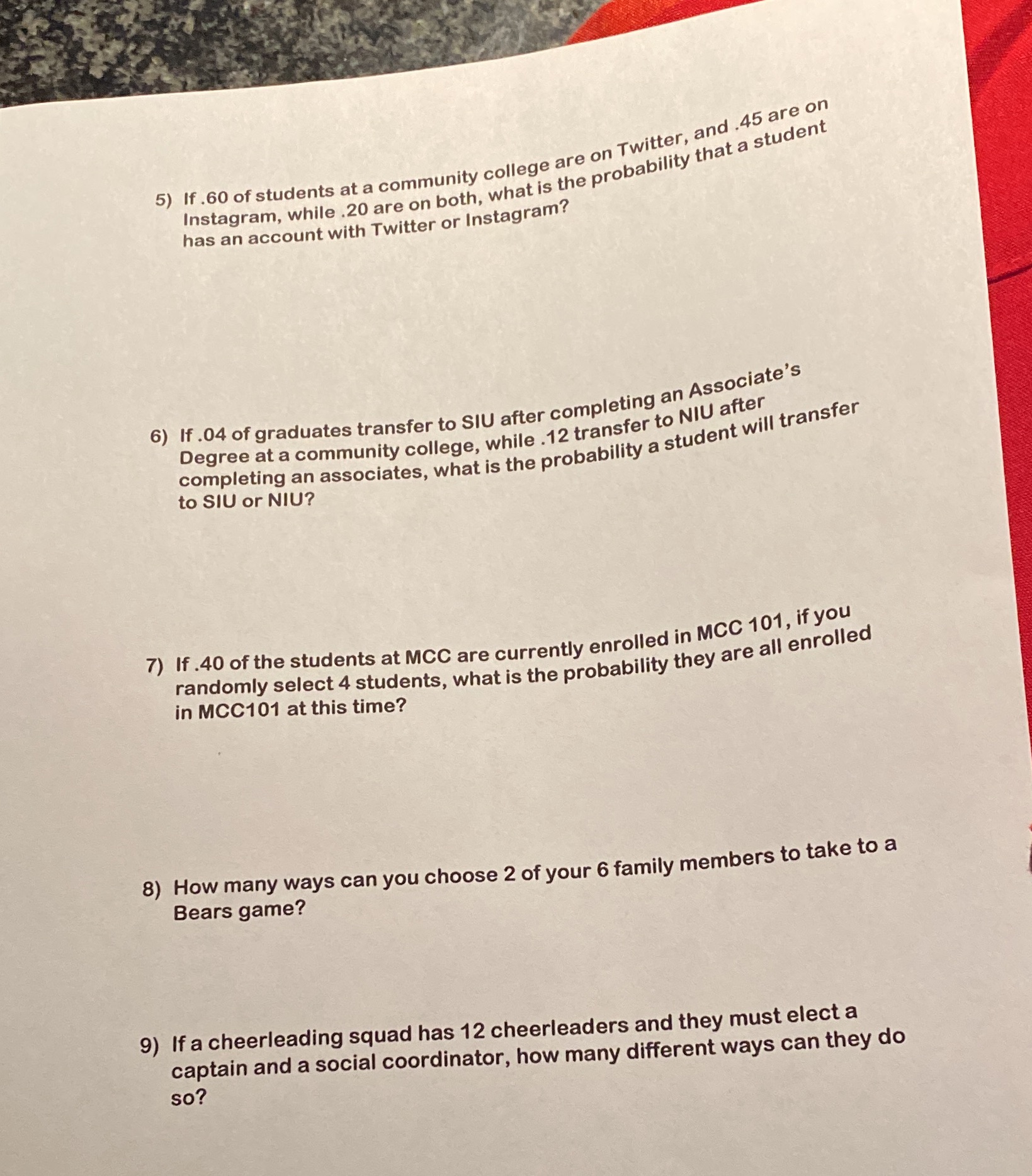 please solve 5 through 9 and show work please 5) If .