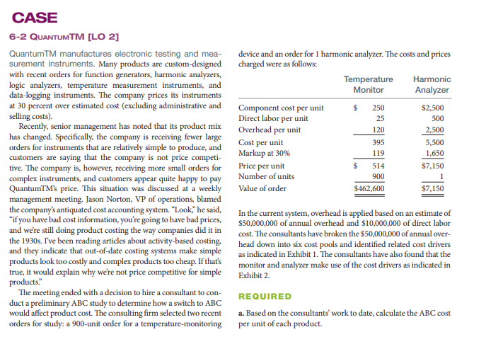  CASE 6-2 QUANTUMTM [LO 2] QuantumTM manufactures electronic testing and mea-