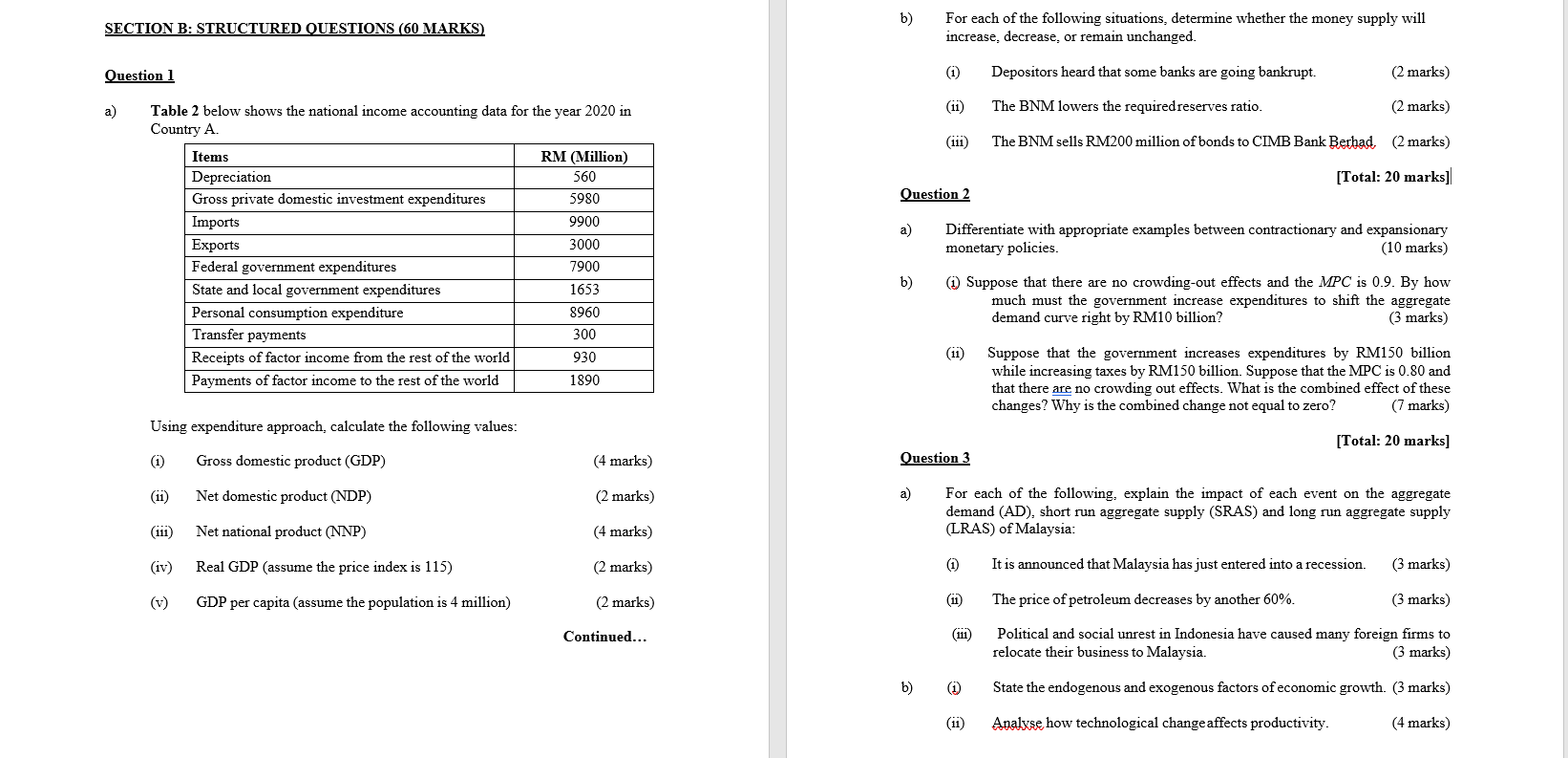 Do question 1 only and show the working steps SECTION B: STRUCTURED