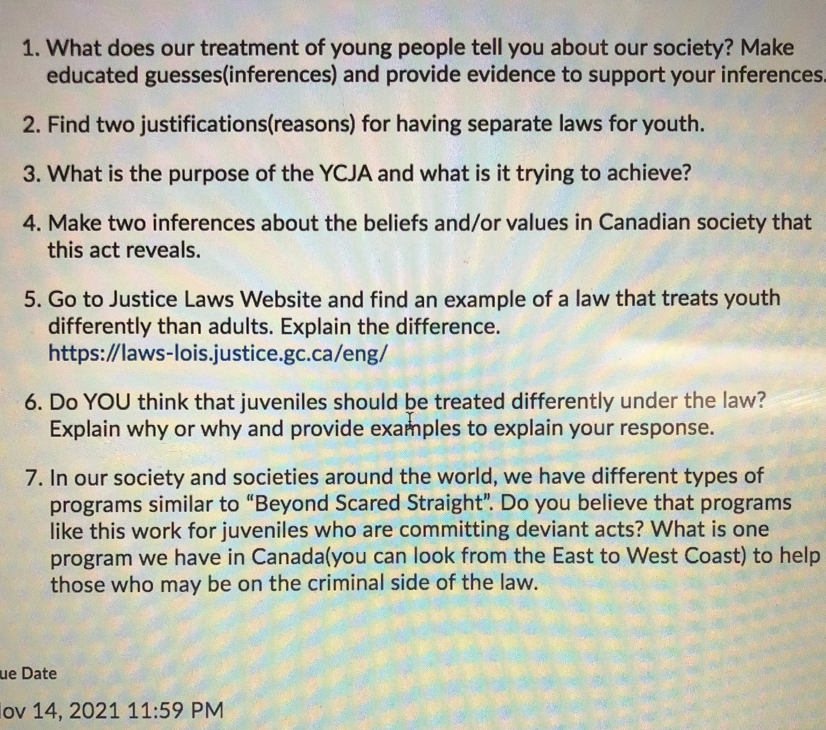 If you need Website thenWebsite Link:https://law-lois.justice.gf.ca/eng/ 1. What does our treatment of