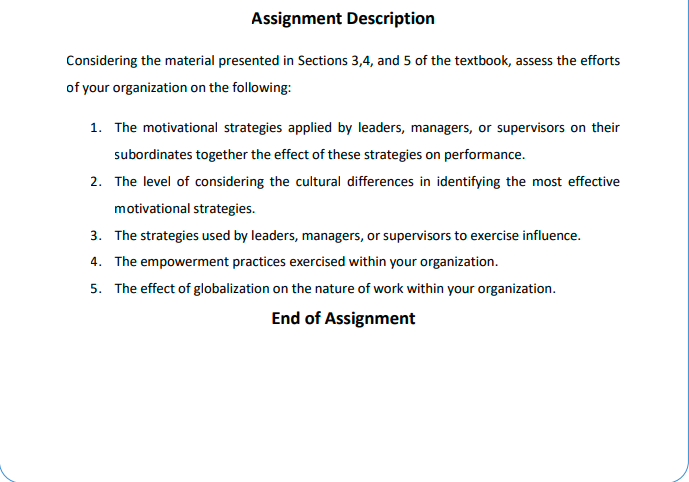  Assignment Description Considering the material presented in Sections 3,4, and 5