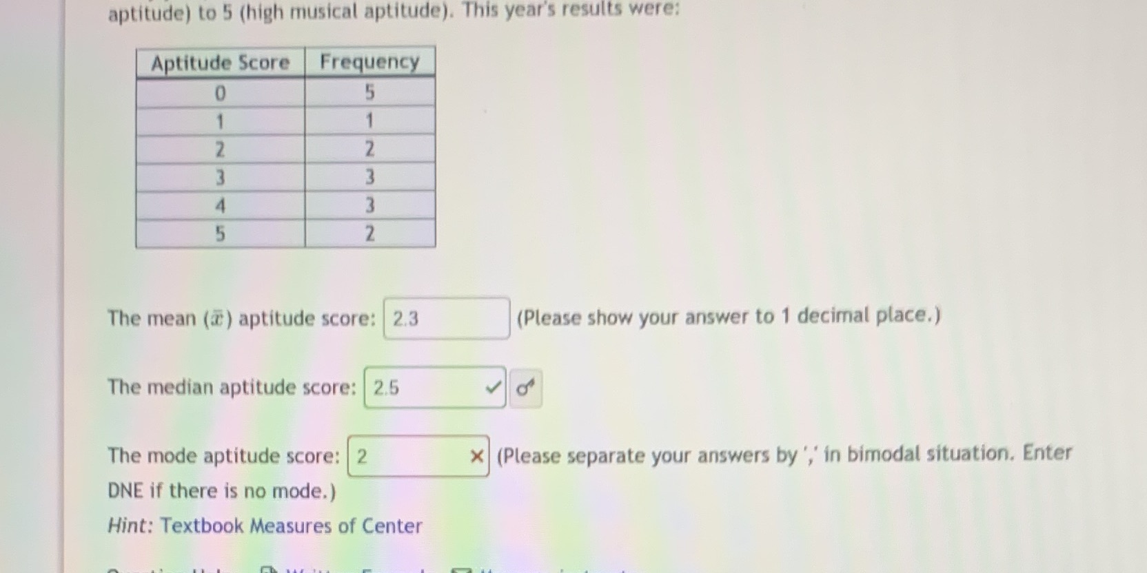 Every year, the students at a school are given a musical aptitude