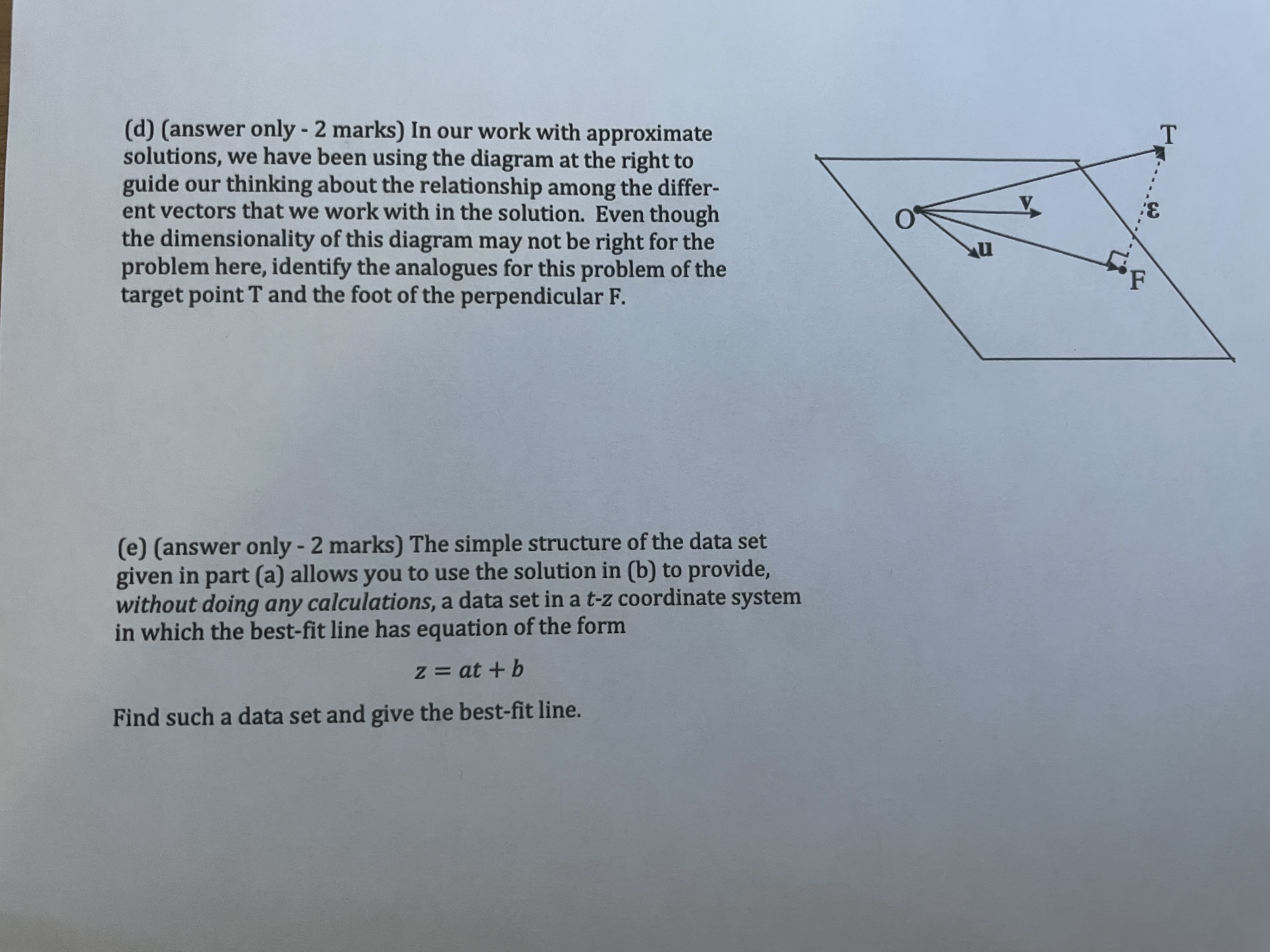  (d) (answer only - 2 marks) In our work with approximate