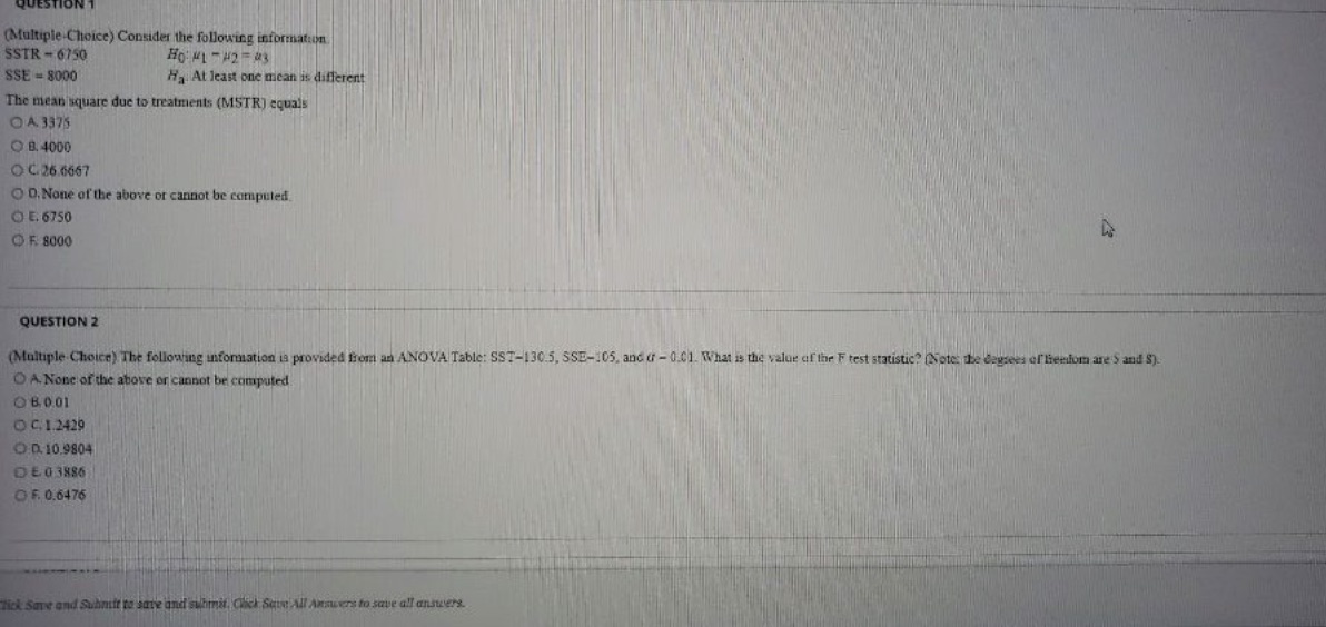 1.2 (Multiple Choice) Consider the following information SSTR - 6750 HO #1