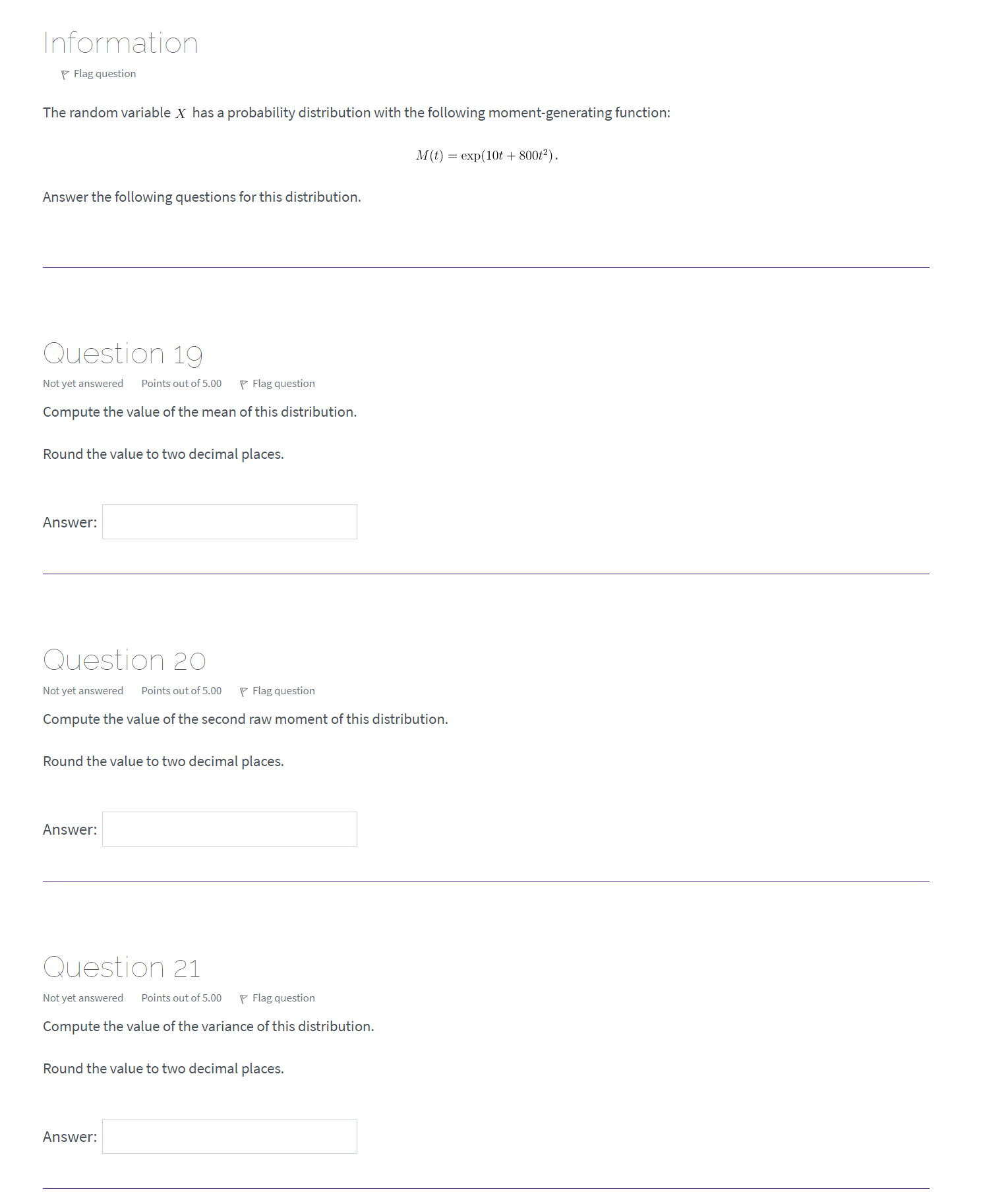  |ntormatlon F Flag question The random variable X has a probability
