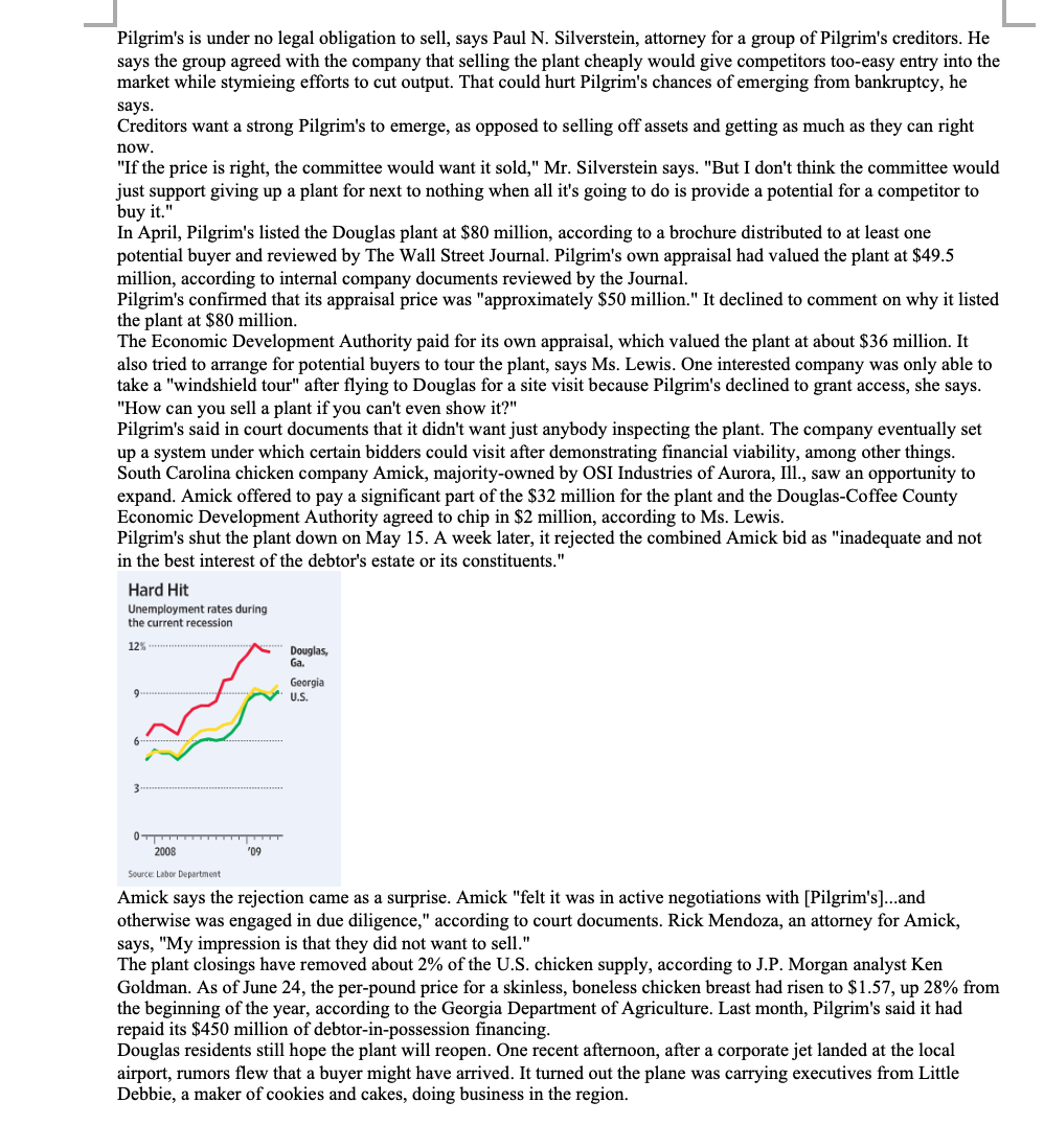 described the situation surrounding the closure of a chicken processing plant by