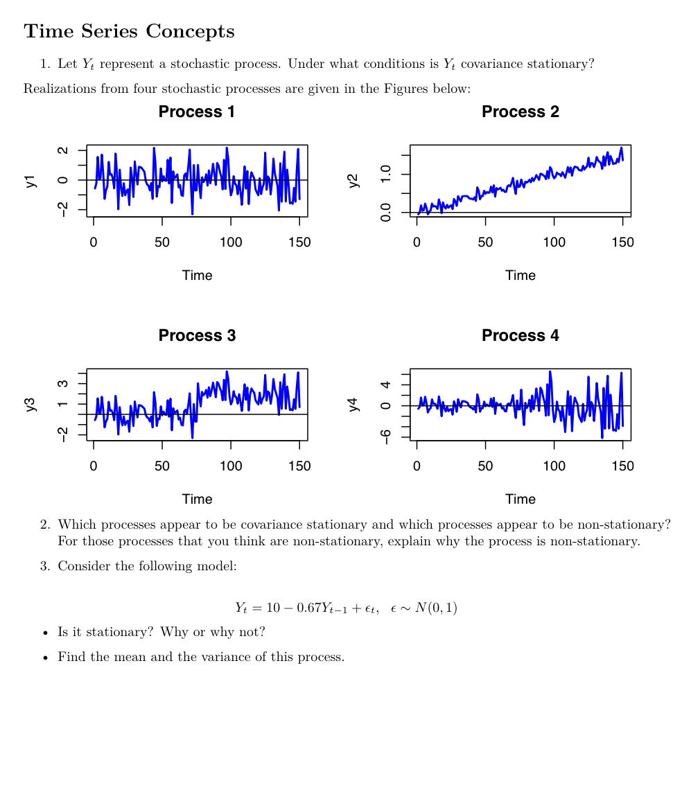 Need Urgent Help! Time Series Concepts 1. Let Y: represent a stochastic