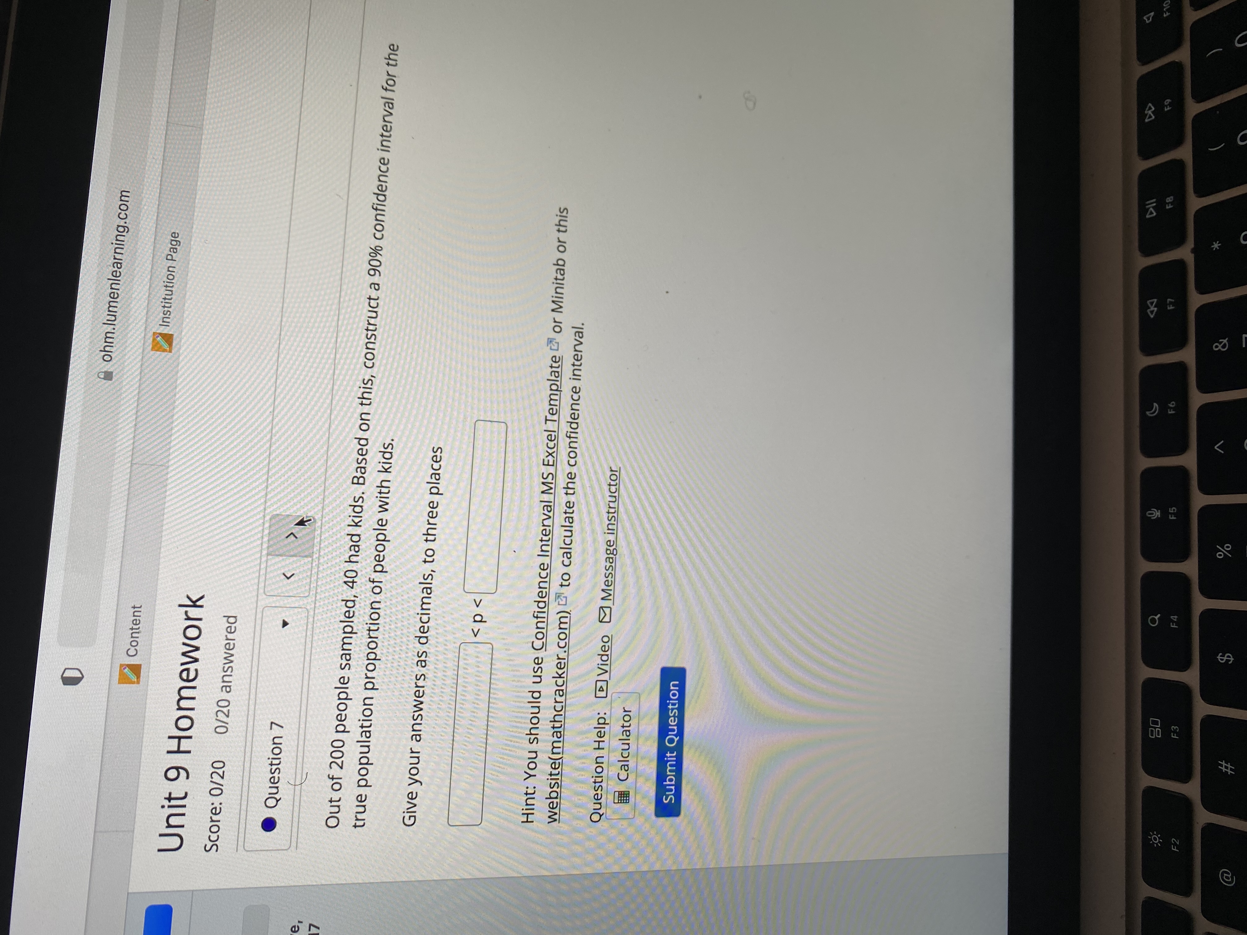 size 309 with 121 successes. Enter your answer as an open-interval (i.e.,