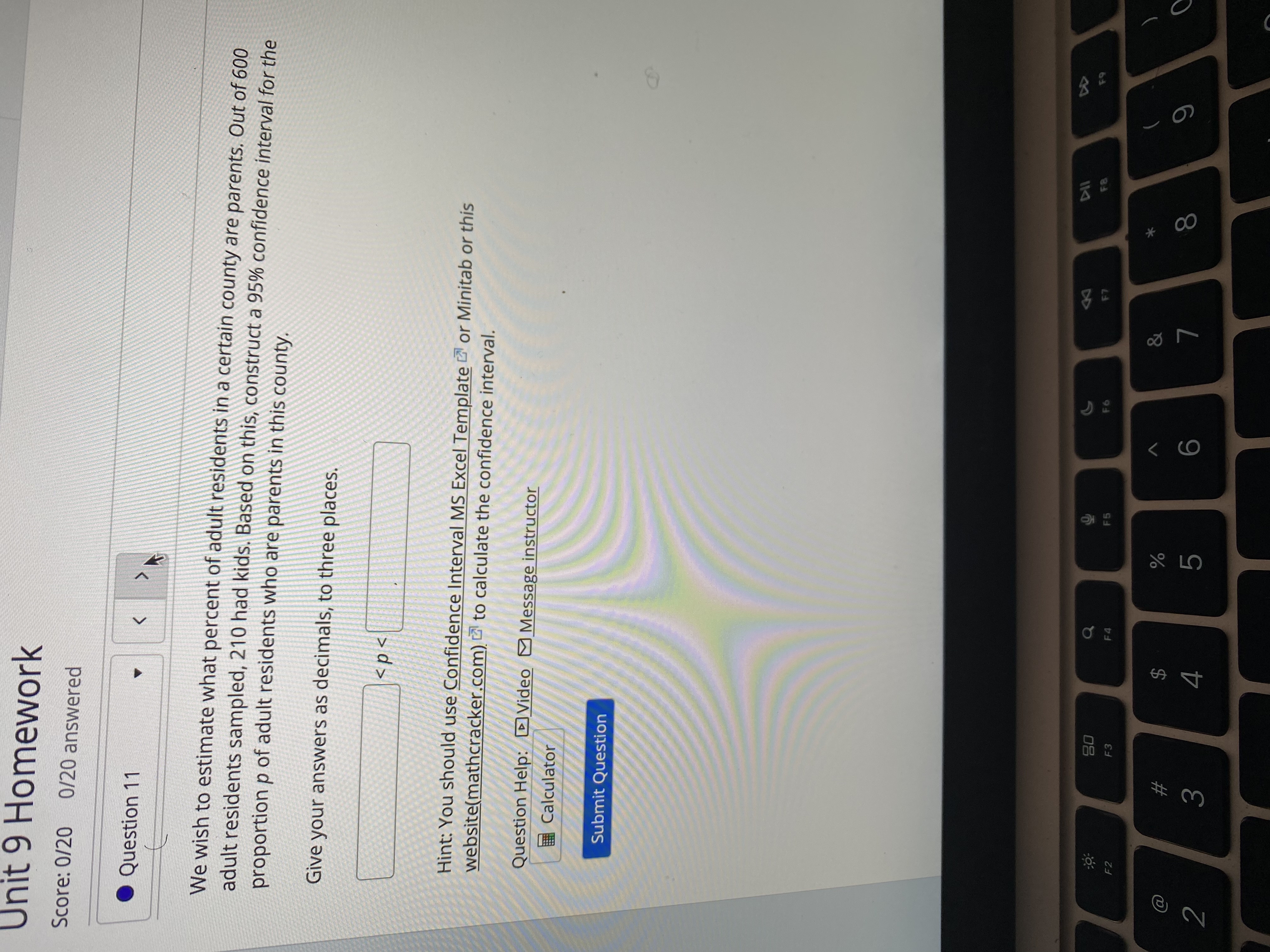 parentheses) using decimals (not percents) accurate to three decimal places. 99% C.I.