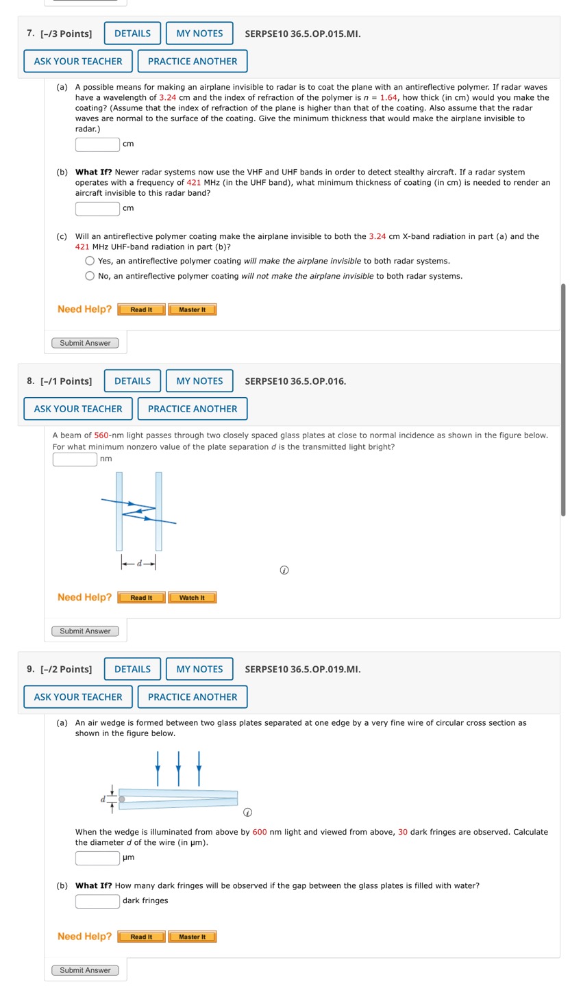  7. [-/3 Points] DETAILS MY NOTES SERPSE10 36.5.0P.015.MI. ASK YOUR TEACHER