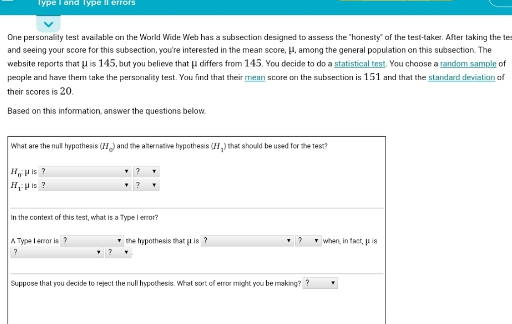 need to know how to get answer Type I and Type II