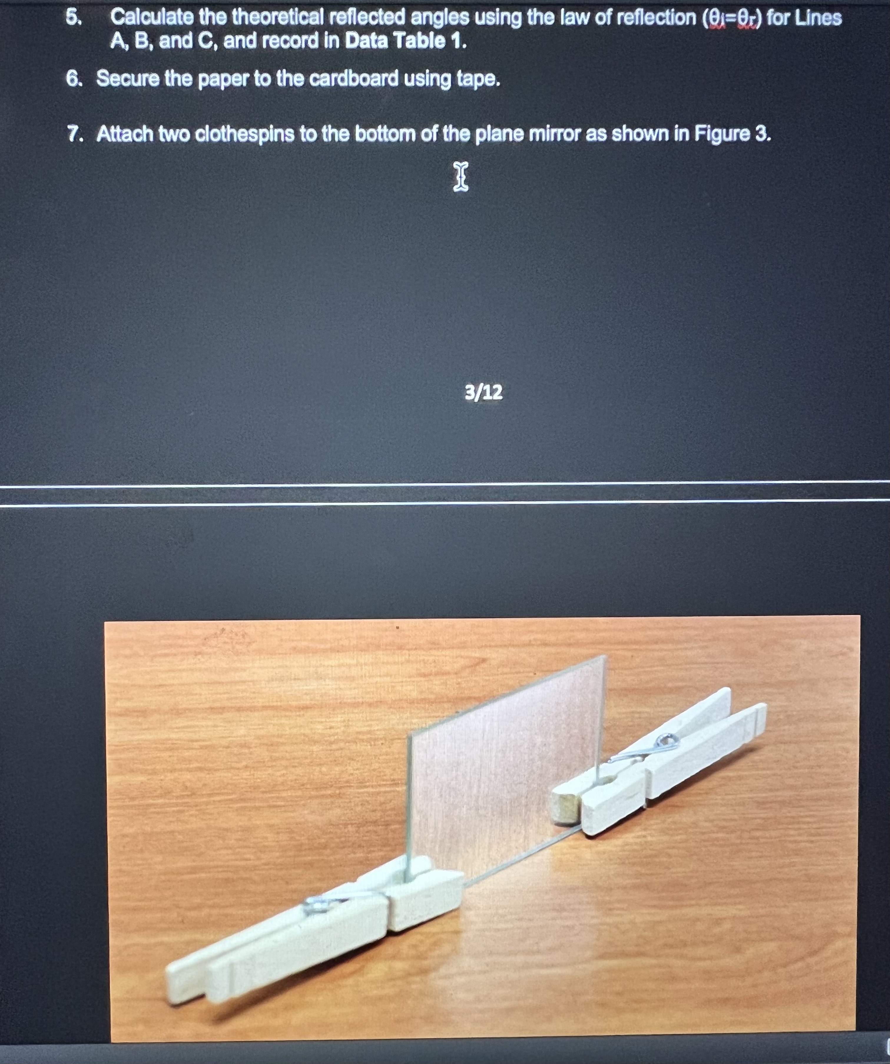 1. The mirror line (solid) and normal line (dashed). The normal line