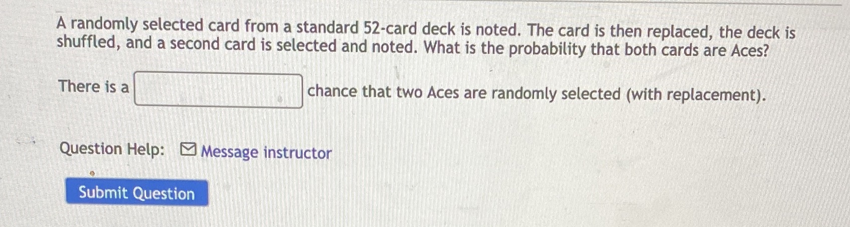 A randomly selected card from a standard 52-card deck is noted.