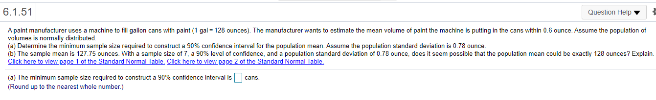 the sample mean and the population standard deviation. Use this information to