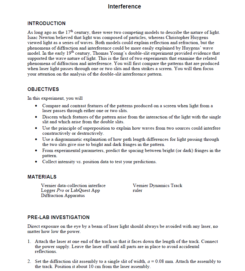 Please answer and explain Interference INTRODUCTION As long ago as the 17111