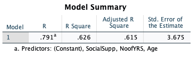 I constructed the following tables from my assignment data in SPSS: Model
