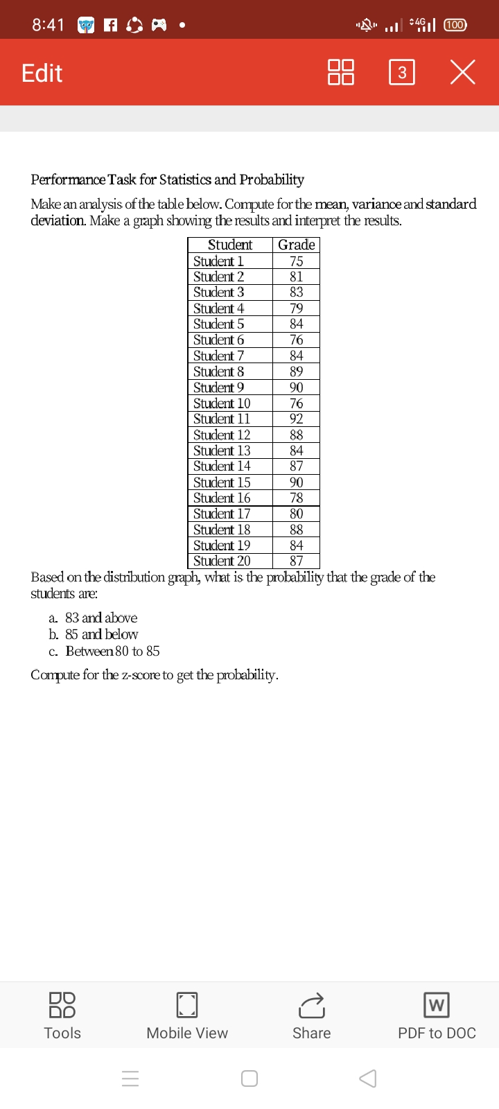 Help project 8:41 f . 11 46 100 Edit 28 3 X