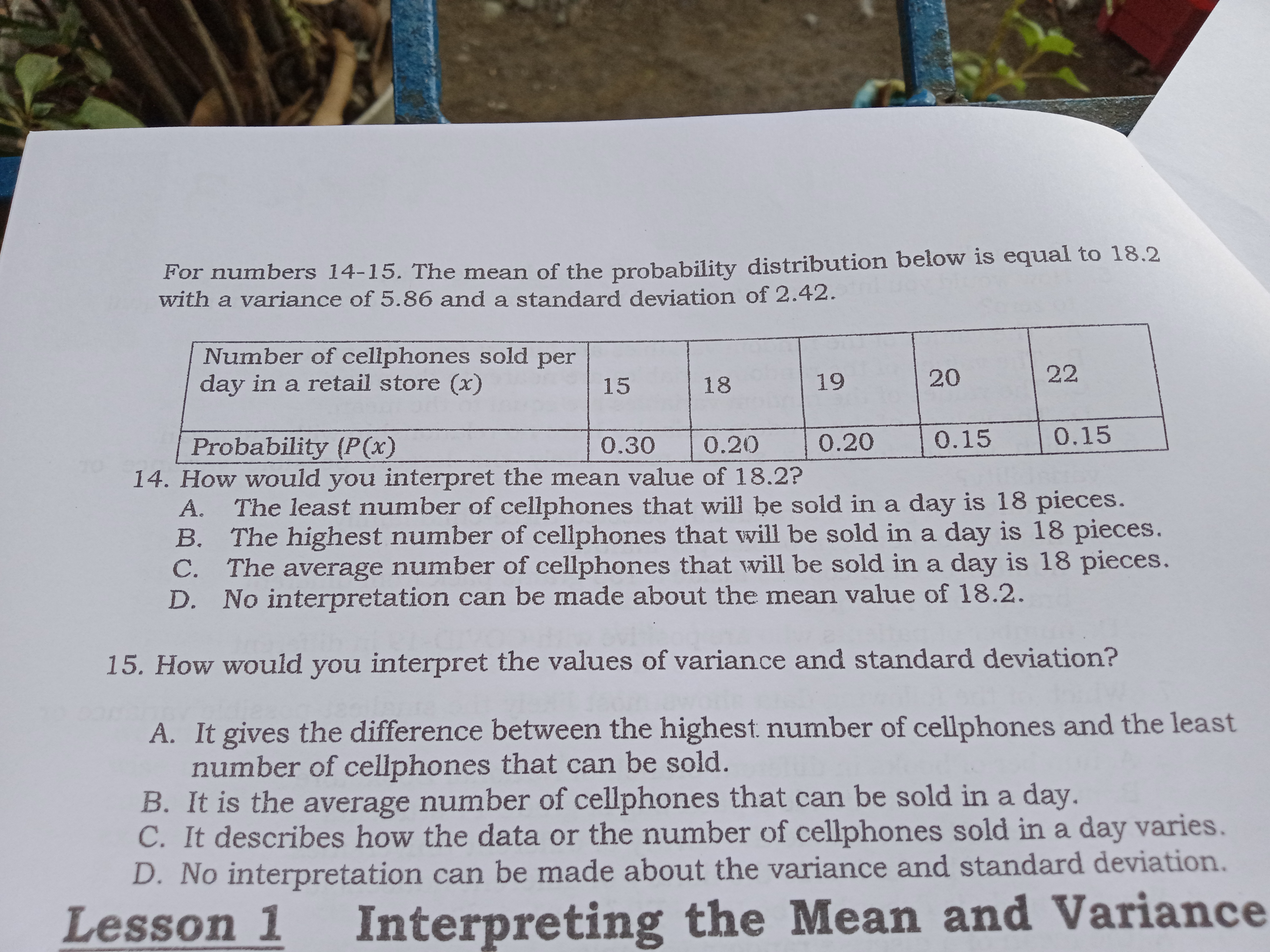 why we need to find the mean and variance of a discrete