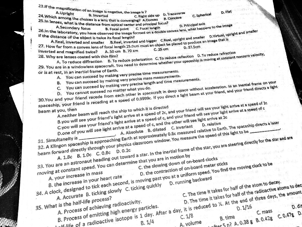 best answer. USE THE ANSWER SHEET PROVIDED. A.It relates electric field and