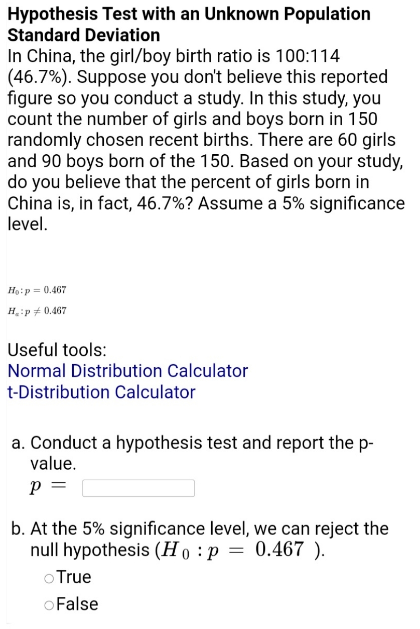 Assistance please Hypothesis Test with an Unknown Population Standard Deviation In China,