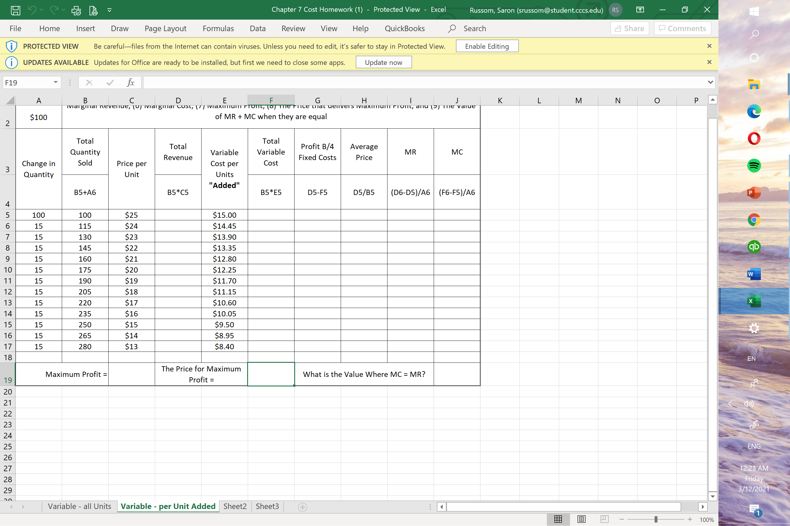 Saron (srussom @student.cccs.edu) RS X File Home Insert Draw Page Layout Formulas